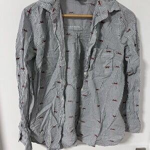 Women's Striped Shirt with Embroidered Accents